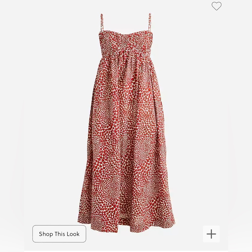 NWT J. Crew Empire-waist midi dress in strawberry swirl print